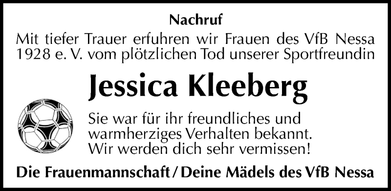 Traueranzeige für Jessica Kleeberg vom 23.10.2013 aus Mitteldeutsche Zeitung Weißenfels