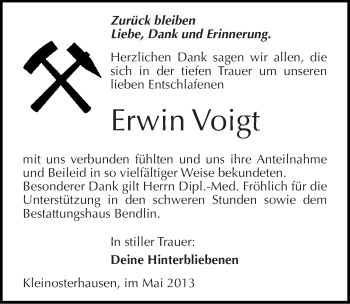 Traueranzeige von Erwin Voigt von Mitteldeutsche Zeitung Aschersleben