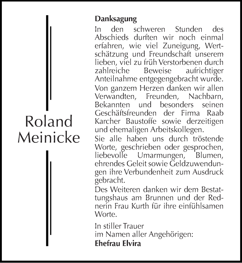  Traueranzeige für Roland Meinicke vom 27.07.2013 aus Mitteldeutsche Zeitung Aschersleben