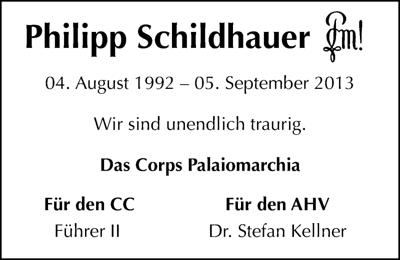  Traueranzeige für Philipp Schildhauer vom 11.09.2013 aus Mitteldeutsche Zeitung