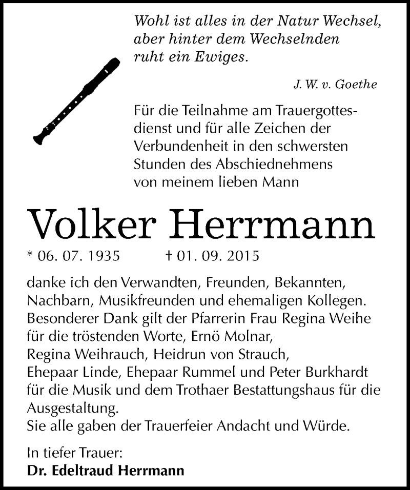  Traueranzeige für Volker Herrmann vom 10.10.2015 aus Mitteldeutsche Zeitung Halle/Saalkreis