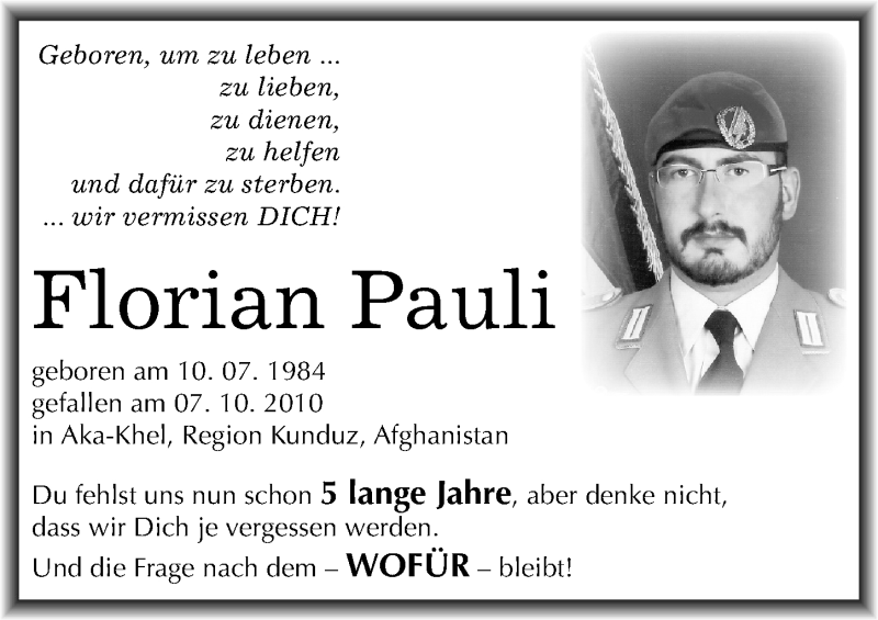  Traueranzeige für Florian Pauli vom 07.10.2015 aus Mitteldeutsche Zeitung Halle/Saalkreis