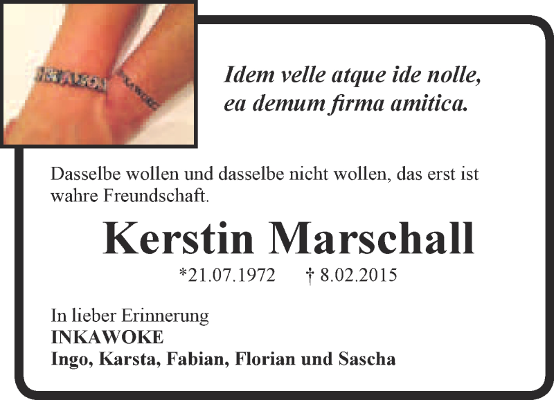  Traueranzeige für Kerstin Marschall vom 22.02.2015 aus Super Sonntag Quedlinburg
