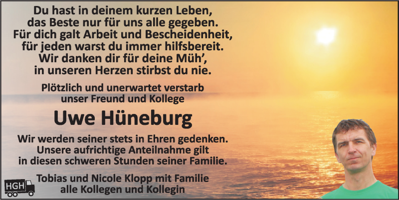  Traueranzeige für Uwe Hüneburg vom 25.02.2015 aus Mitteldeutsche Zeitung Weißenfels
