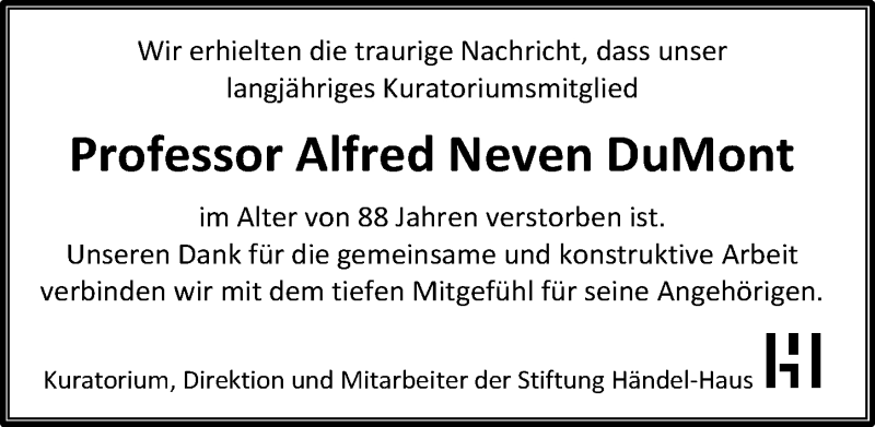  Traueranzeige für Alfred Neven DuMont vom 06.06.2015 aus Mitteldeutsche Zeitung