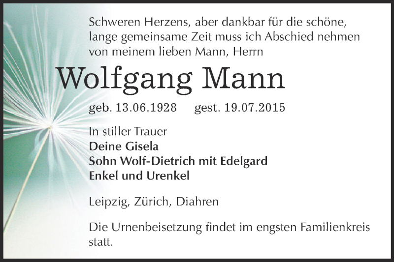  Traueranzeige für Richard Weiss vom 20.09.2014 aus Mitteldeutsche Zeitung Halle/Saalkreis