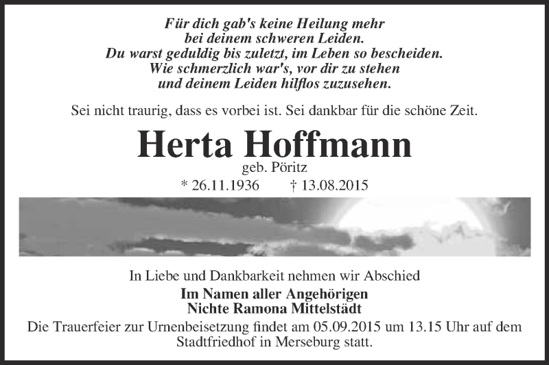  Traueranzeige für Ingeborg Reil-Pohl vom 26.10.2013 aus Mitteldeutsche Zeitung Halle/Saalkreis