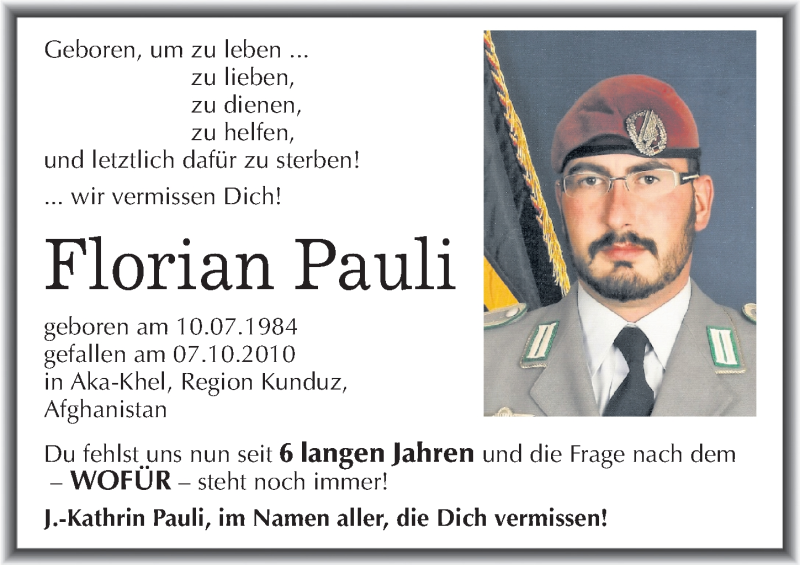  Traueranzeige für Florian Pauli vom 07.10.2016 aus Mitteldeutsche Zeitung Halle/Saalkreis