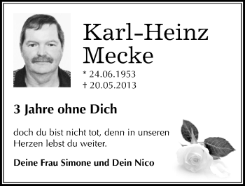 Traueranzeige von Karl-Heinz Mecke von Mitteldeutsche Zeitung Mansfelder Land