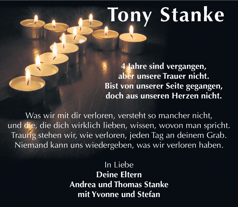  Traueranzeige für Tony Stanke vom 21.05.2016 aus Mitteldeutsche Zeitung Zeitz