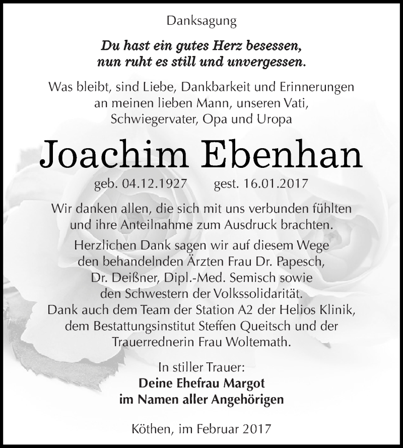  Traueranzeige für Joachim Ebenhan vom 25.02.2017 aus WVG - Wochenspiegel Dessau / Köthen
