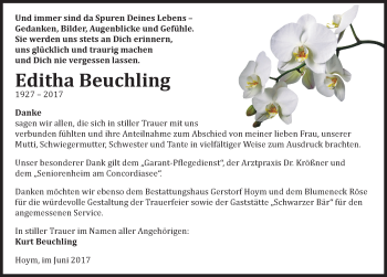 Traueranzeige von Editha Beuchling von Mitteldeutsche Zeitung Aschersleben