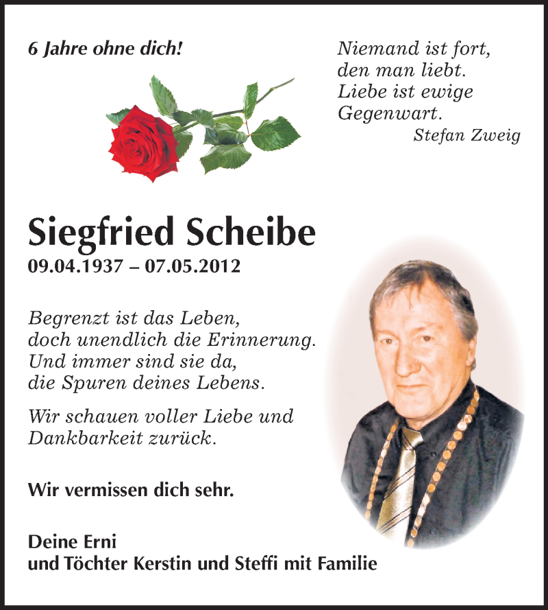  Traueranzeige für Siegfried Scheibe vom 07.05.2018 aus Mitteldeutsche Zeitung Bitterfeld