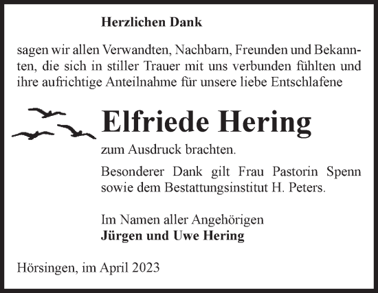 Traueranzeige von Elfriede Hering von Volksstimme Haldensleben/Wolmirstedt