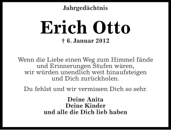 Traueranzeige von Erich Otto von Mitteldeutsche Zeitung Quedlinburg