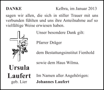 Traueranzeige von Ursula Laufert von Mitteldeutsche Zeitung Sangerhausen