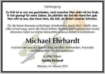 Traueranzeige von Michael Ehrhardt von Mitteldeutsche Zeitung Köthen