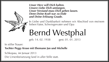 Traueranzeige von Bernd Westphal von Mitteldeutsche Zeitung Merseburg/Querfurt