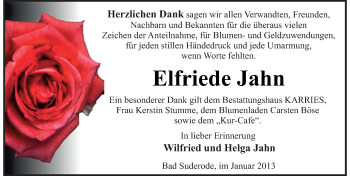 Traueranzeige von Elfriede Jahn von Mitteldeutsche Zeitung Quedlinburg