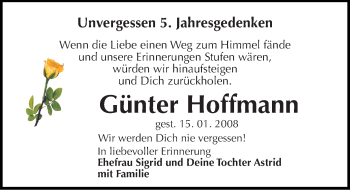 Traueranzeige von Günter Hoffmann von Mitteldeutsche Zeitung Halle/Saalkreis