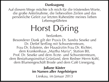 Traueranzeige von Horst Döring von Mitteldeutsche Zeitung Halle/Saalkreis
