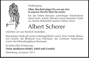 Traueranzeige von Albert Scherer von Mitteldeutsche Zeitung Halle/Saalkreis