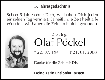 Traueranzeige von Olaf Pöckel von Mitteldeutsche Zeitung Naumburg/Nebra