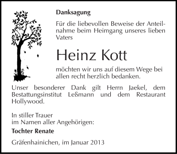 Traueranzeige von Heinz Kott von Mitteldeutsche Zeitung Wittenberg