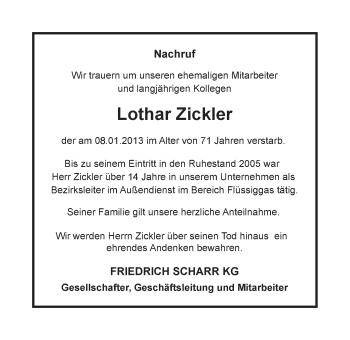 Traueranzeige von Lothar Zickler von Mitteldeutsche Zeitung Halle/Saalkreis