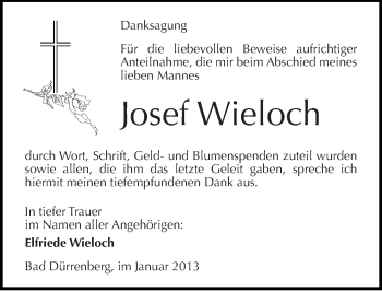 Traueranzeige von Josef Wieloch von Mitteldeutsche Zeitung Merseburg/Querfurt