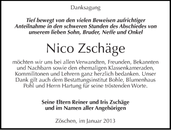 Traueranzeige von Nico Zschäge von Mitteldeutsche Zeitung Merseburg/Querfurt