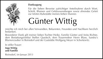 Traueranzeige von Günter Wittig von Mitteldeutsche Zeitung Köthen