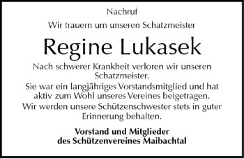Traueranzeige von Regine Lukasek von Mitteldeutsche Zeitung Zeitz