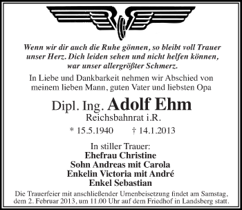 Traueranzeige von Adolf Ehm von Mitteldeutsche Zeitung Halle/Saalkreis