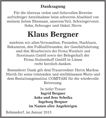 Traueranzeige von Klaus Bergner von Mitteldeutsche Zeitung Zeitz