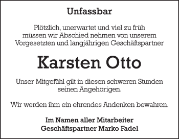 Traueranzeige von Karsten Otto von Mitteldeutsche Zeitung Jessen