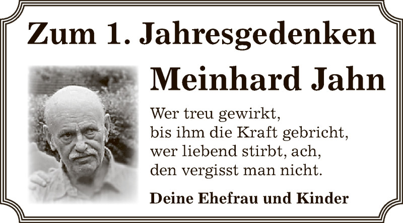  Traueranzeige für Meinhard Jahn vom 09.01.2013 aus Mitteldeutsche Zeitung Bitterfeld