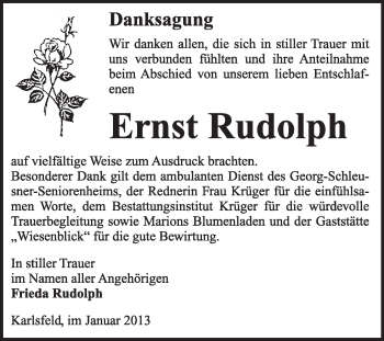 Traueranzeige von Ernst Rudolph von Mitteldeutsche Zeitung Jessen