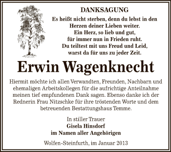Traueranzeige von Erwin Wagenknecht von Mitteldeutsche Zeitung Bitterfeld