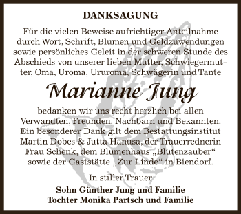 Traueranzeige von Marianne Jung von Mitteldeutsche Zeitung Bernburg