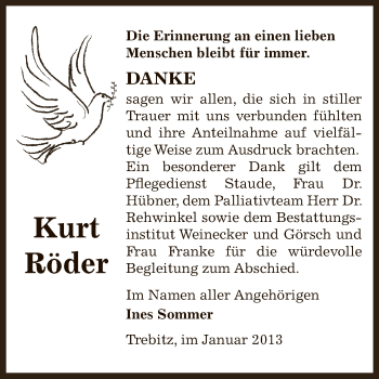 Traueranzeige von Kurt Röder von Mitteldeutsche Zeitung