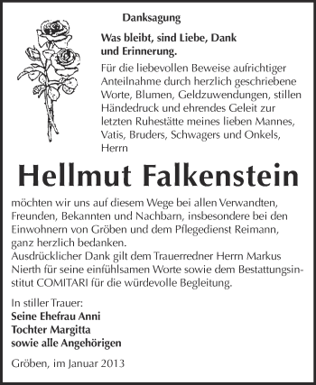 Traueranzeige von Hellmut Falkenstein von Mitteldeutsche Zeitung Weißenfels