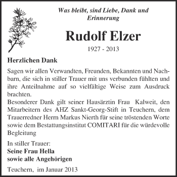 Traueranzeige von Rudolf Elzer von Mitteldeutsche Zeitung Weißenfels