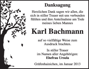 Traueranzeige von Karl Bachmann von Mitteldeutsche Zeitung Jessen