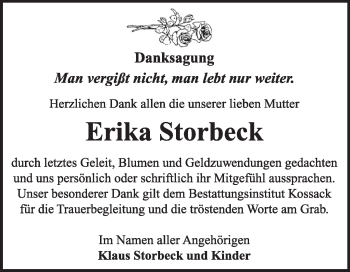 Traueranzeige von Erika Storbeck von Mitteldeutsche Zeitung Dessau-Roßlau