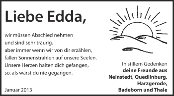 Traueranzeige von Edda  von Mitteldeutsche Zeitung Quedlinburg
