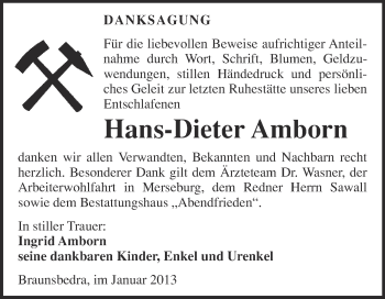 Traueranzeige von Hans-Dieter Amborn von Mitteldeutsche Zeitung Merseburg/Querfurt