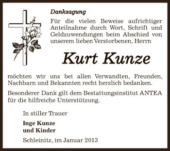 Traueranzeige von Kurt Kunze von Mitteldeutsche Zeitung Zeitz