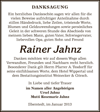 Traueranzeige von Rainer Jahnz von Mitteldeutsche Zeitung Bernburg