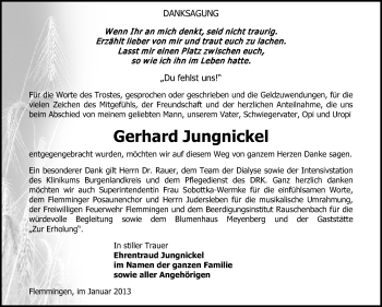 Traueranzeige von Gerhard Jungnickel von Mitteldeutsche Zeitung Naumburg/Nebra